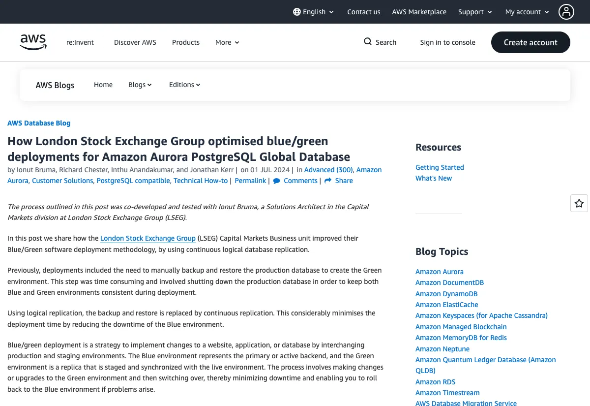 LSEG × Aurora PostgreSQL — AWS Database Blog