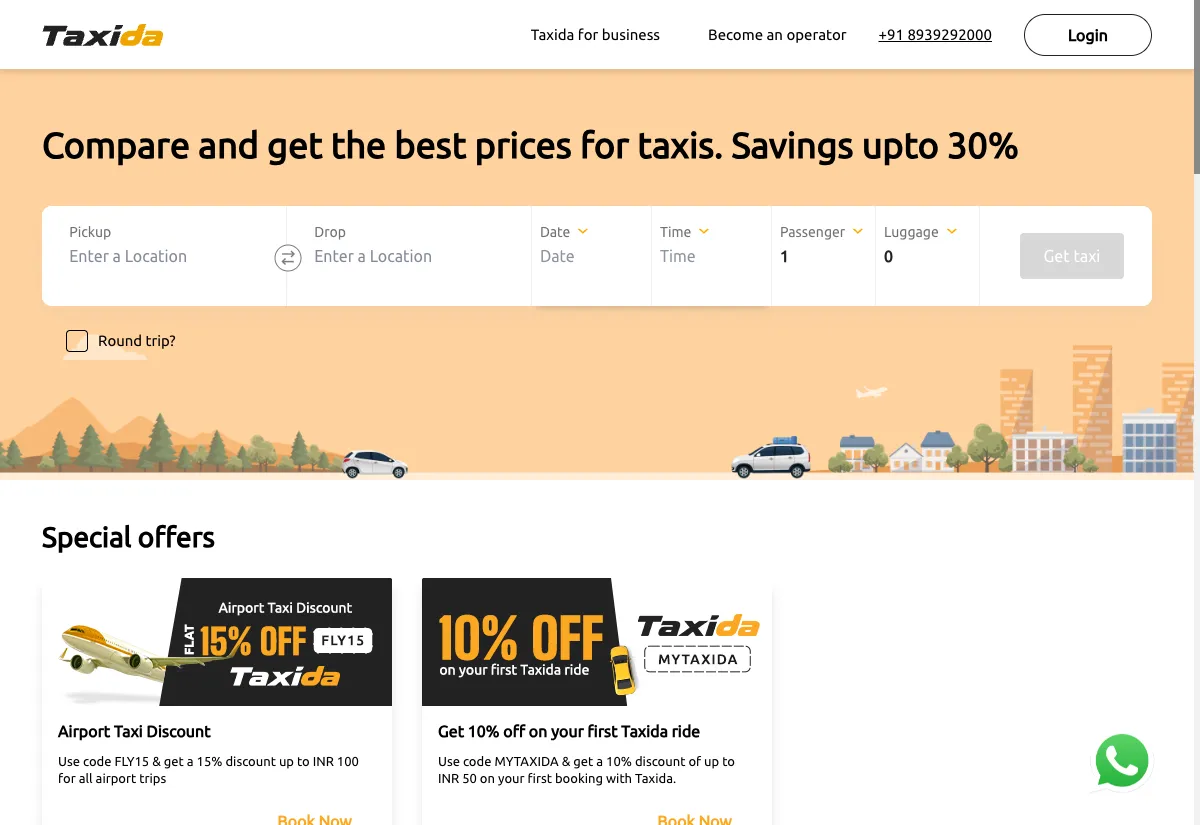 Taxida — ride-hailing platform serving 50+ cities across southern India